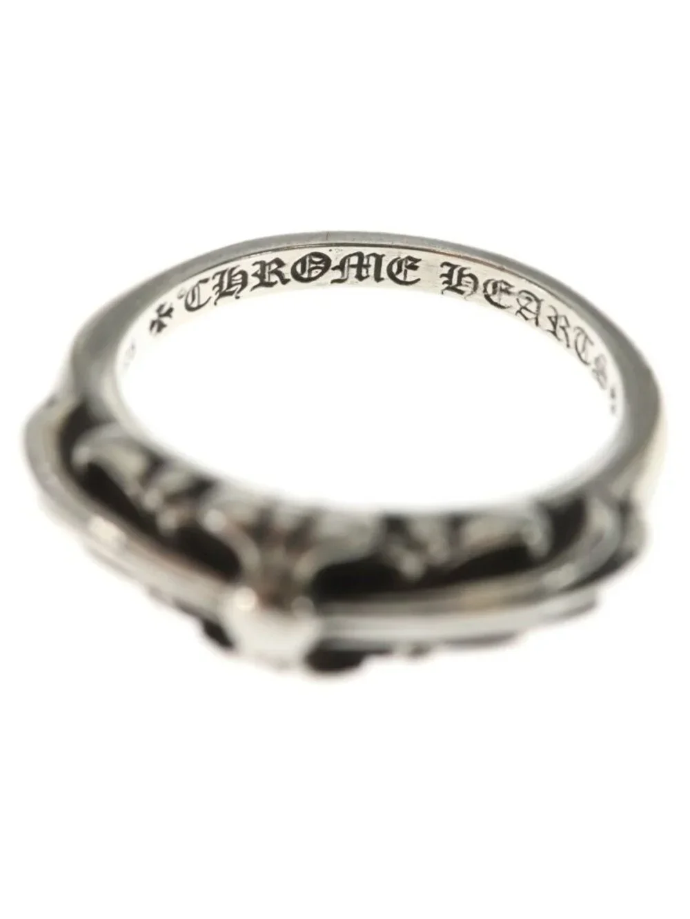 Chrome Hearts Baby Classic Babyke Classic Floral Black Sling Silver Ring